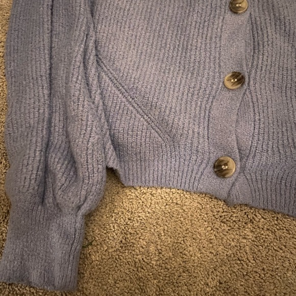 COPY - COPY - Joie Blue/Soft Purple v neck Sweater - Picture 3 of 4